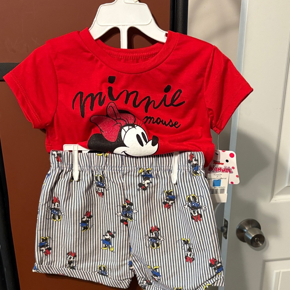 Minnie Mouse Red Short Sleeve Matching Set for Kids